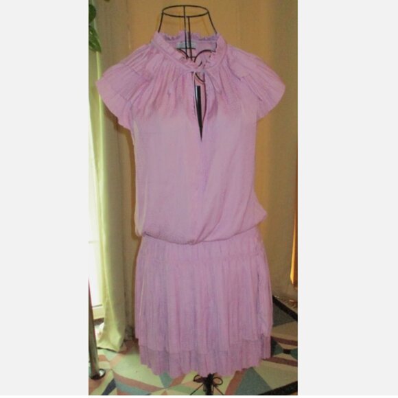 Current Air Los Angeles Short Sleeve Dress Pleated Drop Waist S Lavender Purple - Picture 1 of 3
